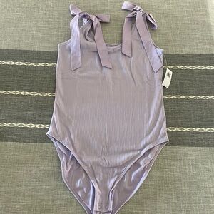 Lavender Ribbed Bodysuit with Bow Straps by Old Navy